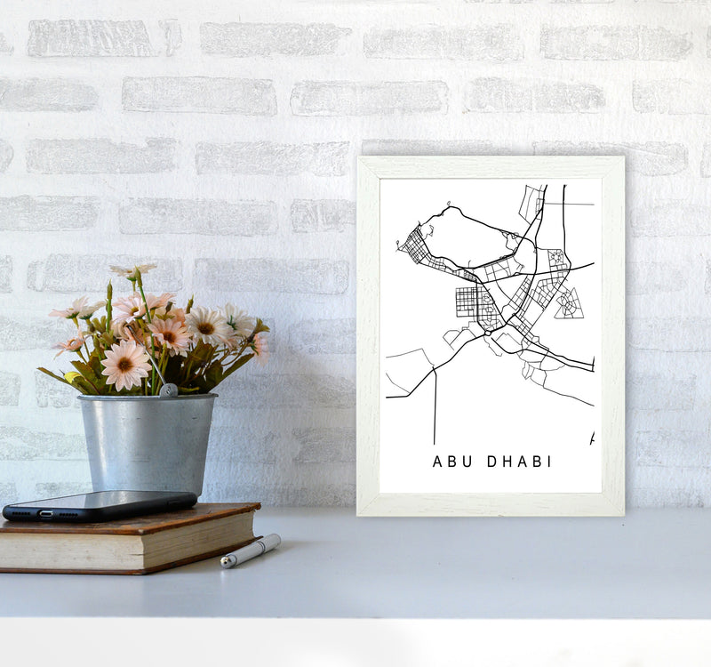 Abu Dhabi Map Art Print by Pixy Paper A4 Oak Frame