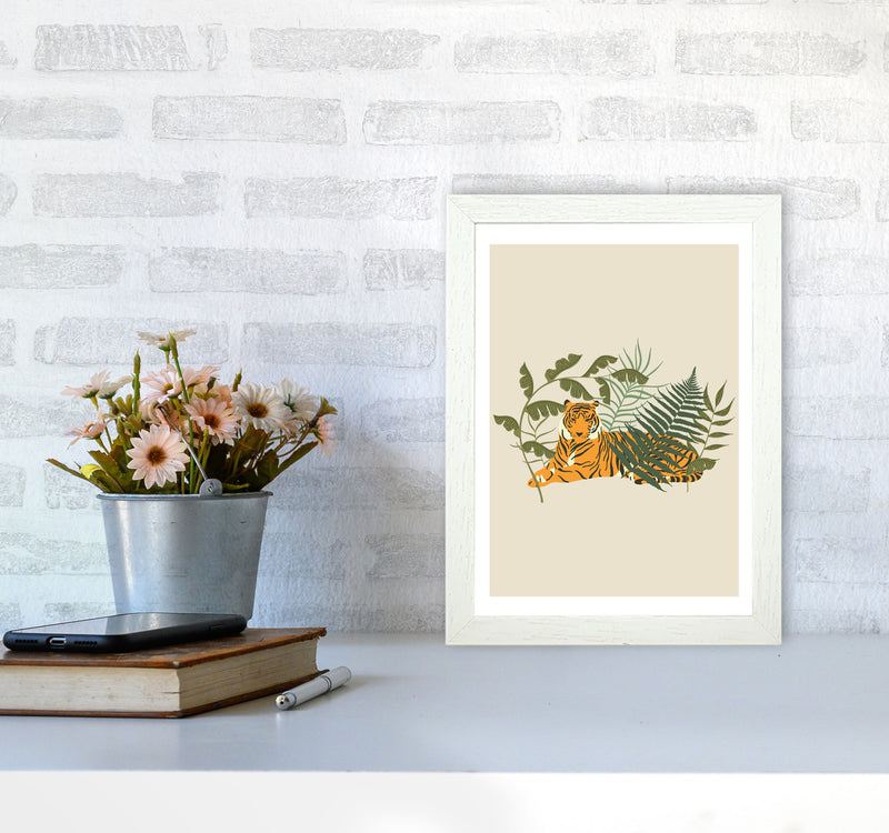 Wild Collection Resting Tiger Art Print by Pixy Paper A4 Oak Frame
