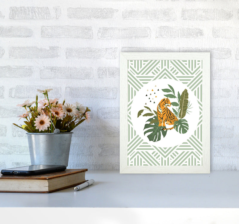 Wild Collection Aztec Tiger Art Print by Pixy Paper A4 Oak Frame
