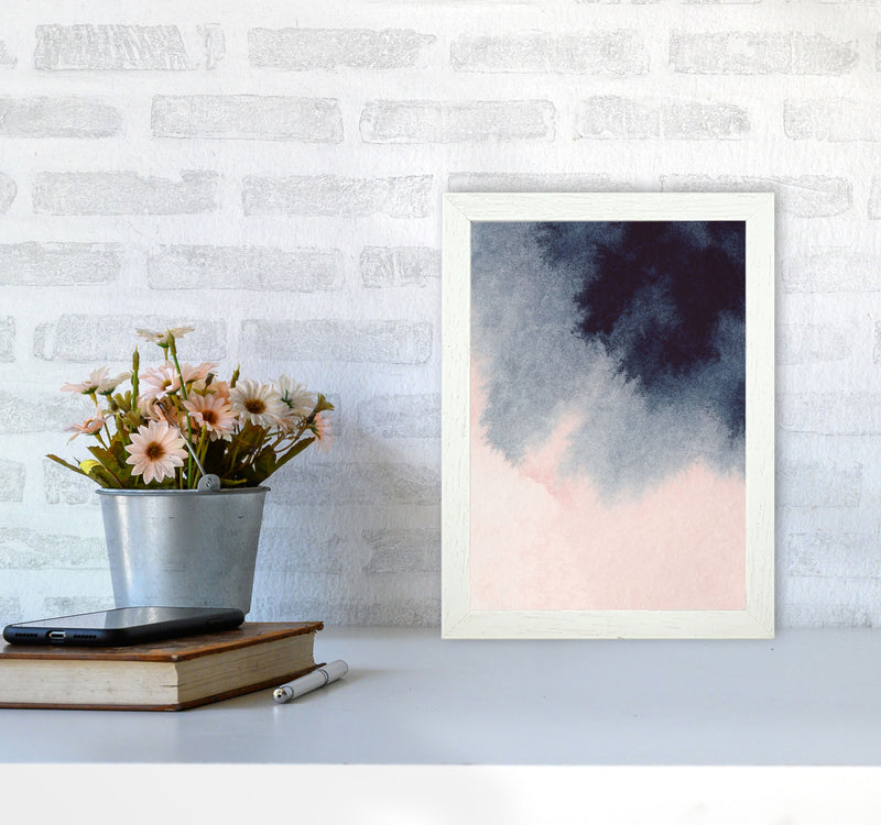 Sand Pink and Navy Watercolour 01 Art Print by Pixy Paper A4 Oak Frame