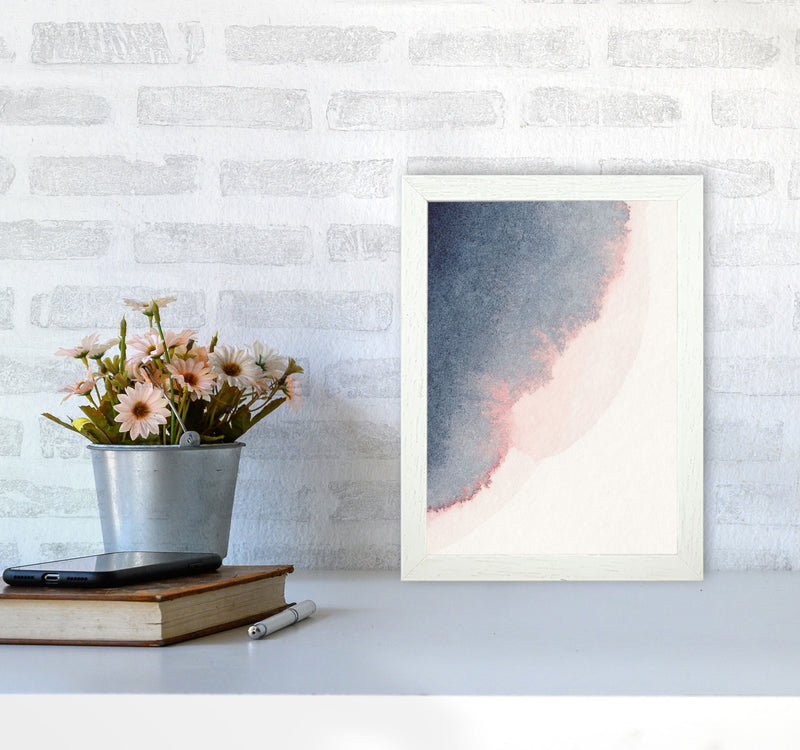 Sand Pink and Navy Watercolour 02 Art Print by Pixy Paper A4 Oak Frame
