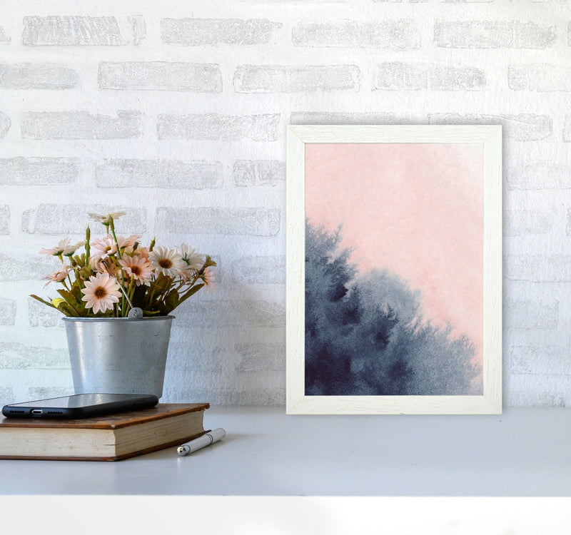 Sand Pink and Navy Watercolour 03 Art Print by Pixy Paper A4 Oak Frame