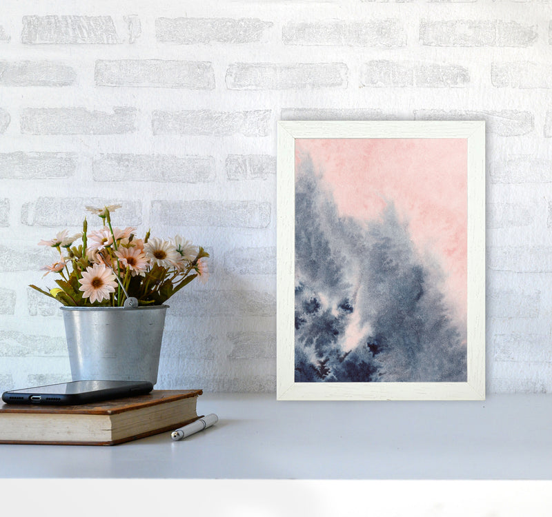 Sand Pink and Navy Watercolour 04 Art Print by Pixy Paper A4 Oak Frame