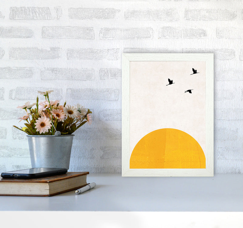 Rising sun Art Print by Pixy Paper A4 Oak Frame