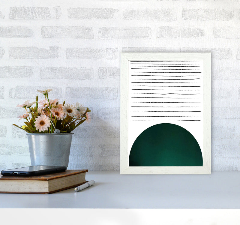 Sun lines emerald Art Print by Pixy Paper A4 Oak Frame