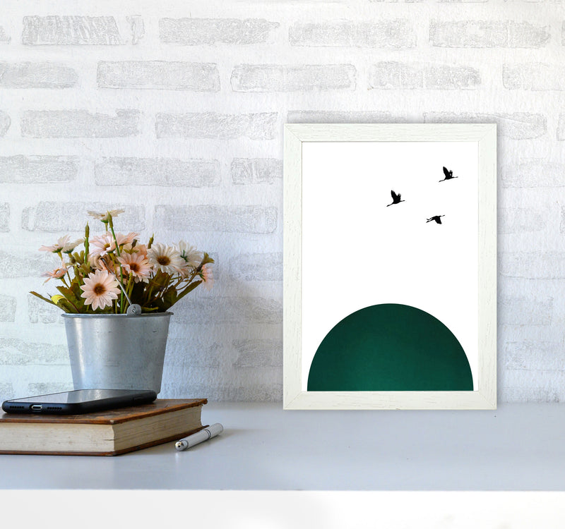 Rising sun emerald Art Print by Pixy Paper A4 Oak Frame