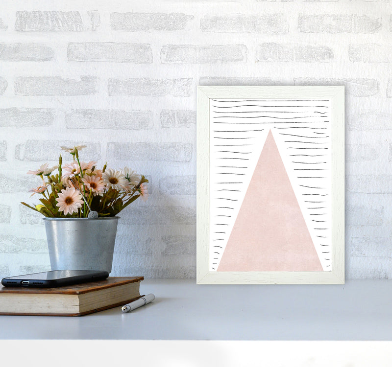 Mountains lines pink cotton Art Print by Pixy Paper A4 Oak Frame