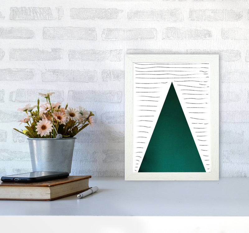 Mountain lines emerald Art Print by Pixy Paper A4 Oak Frame