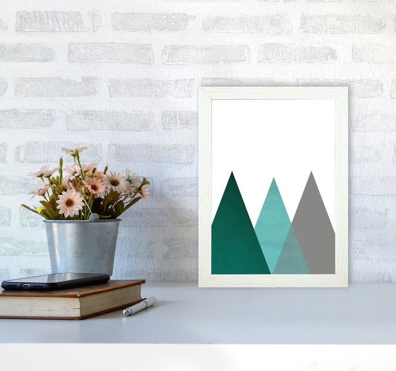 Mountains emerald Art Print by Pixy Paper A4 Oak Frame