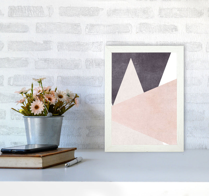 Large triangles pink cotton Art Print by Pixy Paper A4 Oak Frame