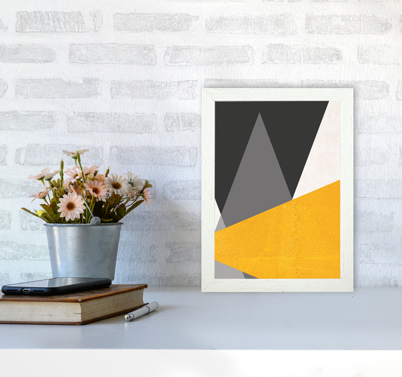 Large triangles mustard Art Print by Pixy Paper A4 Oak Frame