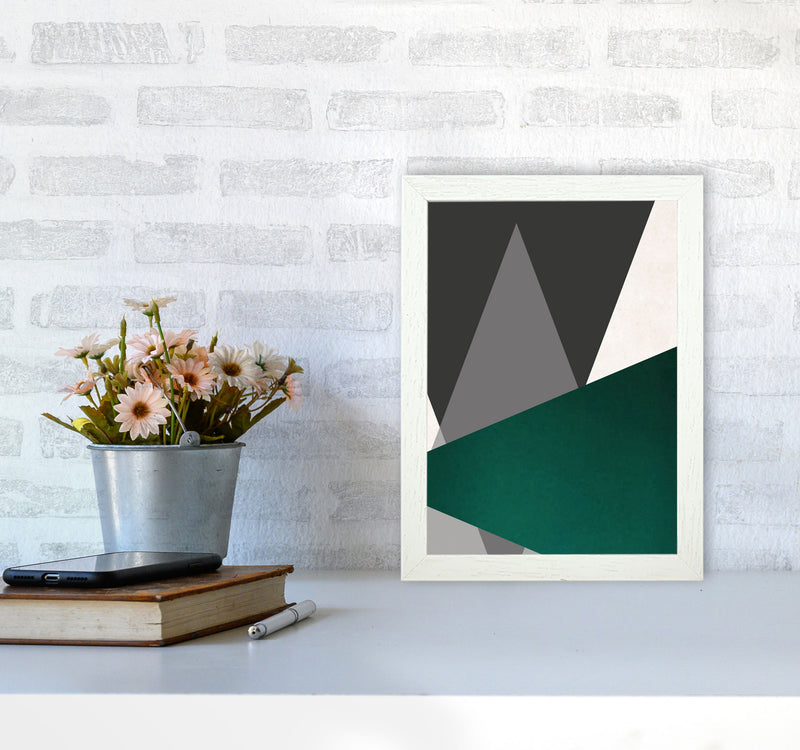 Large triangles emerald Art Print by Pixy Paper A4 Oak Frame