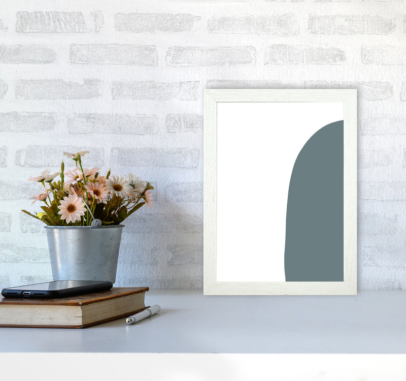 Inspired Teal Half Stone Right Art Print by Pixy Paper A4 Oak Frame