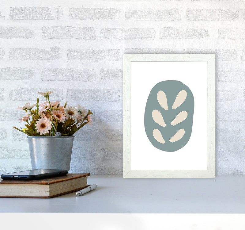 Inspired Teal Floral Abstract Art Print by Pixy Paper A4 Oak Frame