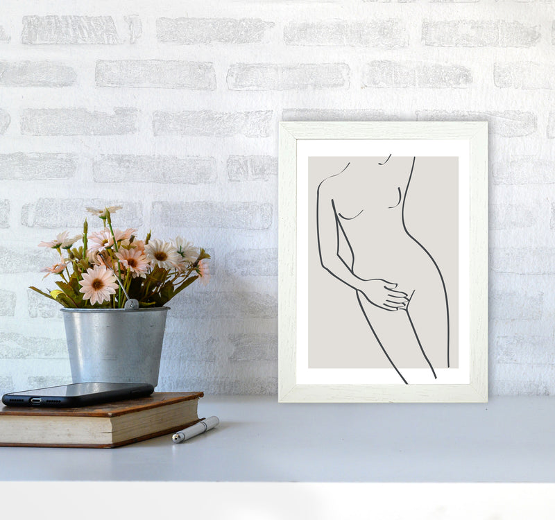 Inspired Stone Woman Line Art Black Art Print by Pixy Paper A4 Oak Frame