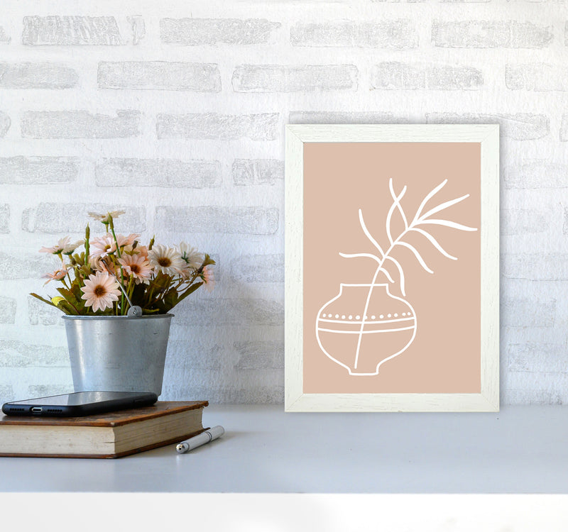 Inspired Pink Plant Silhouette Line Art Art Print by Pixy Paper A4 Oak Frame