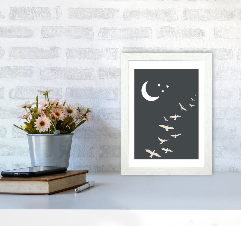 Inspired Off Black Night Sky Art Print by Pixy Paper A4 Oak Frame