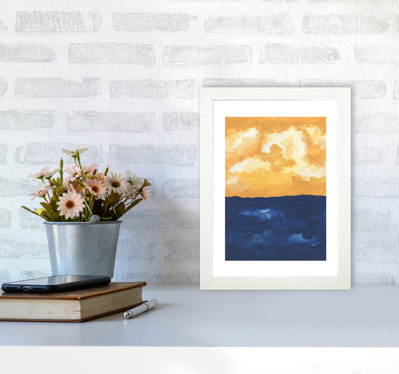 Horizon Abstract Sea  Art Print by Pixy Paper A4 Oak Frame