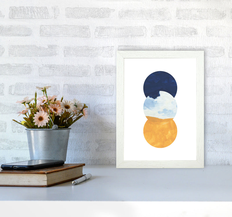 Horizon Abstract Circles  Art Print by Pixy Paper A4 Oak Frame