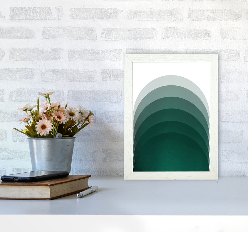 Gradient Sun rising emerald Art Print by Pixy Paper A4 Oak Frame