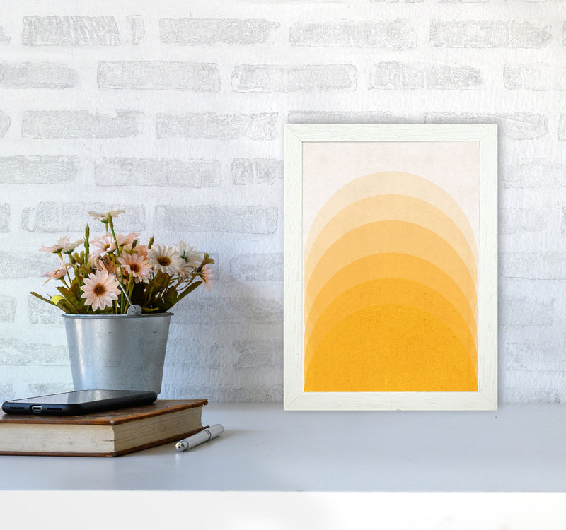 Gradient Sun rising mustard Art Print by Pixy Paper A4 Oak Frame
