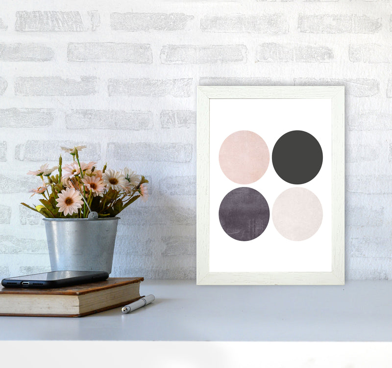 Circles pink cotton Art Print by Pixy Paper A4 Oak Frame