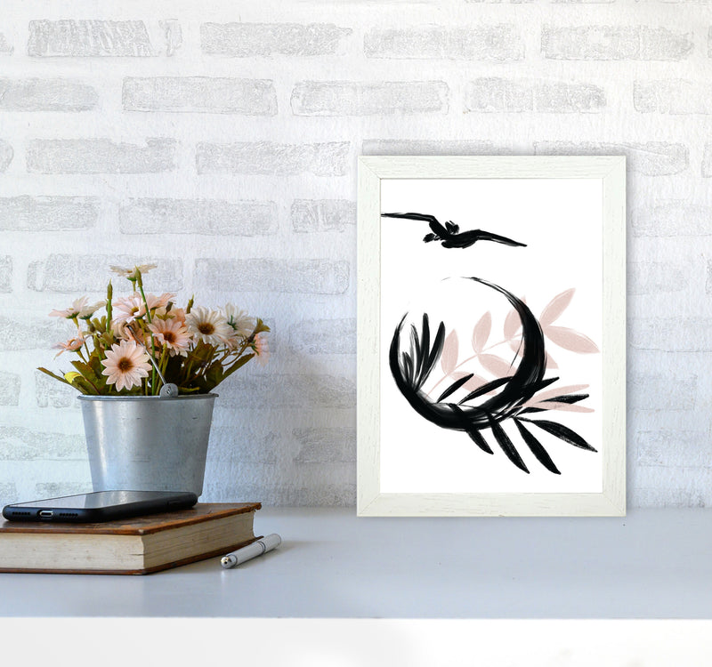 Delicate Floral Moon 08 Art Print by Pixy Paper A4 Oak Frame