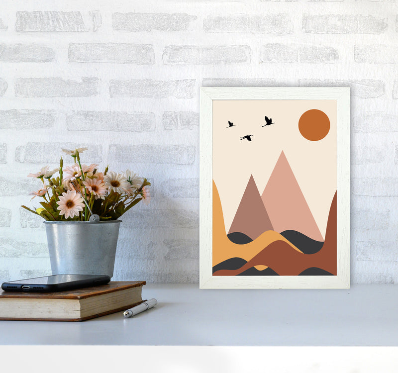 Autumn Mountains abstract Art Print by Pixy Paper A4 Oak Frame