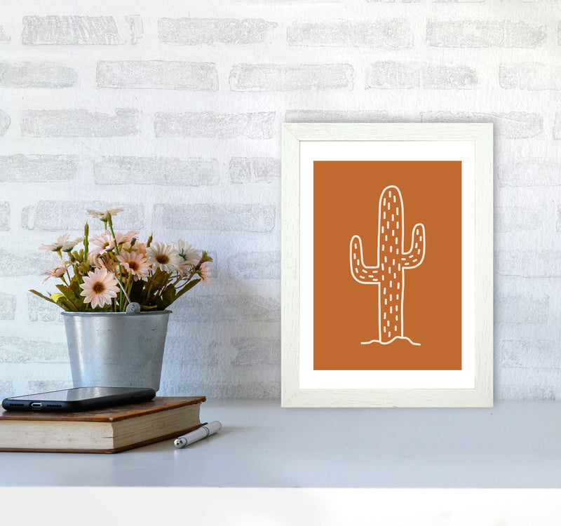 Autumn Cactus Burnt Orange abstract Art Print by Pixy Paper A4 Oak Frame