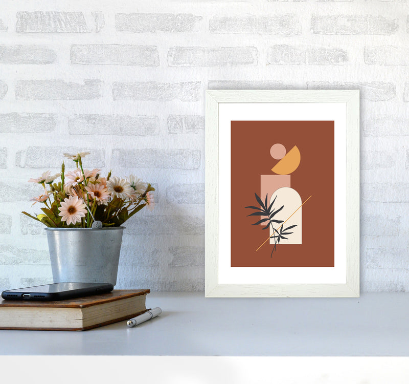 Autumn Fern abstract Art Print by Pixy Paper A4 Oak Frame