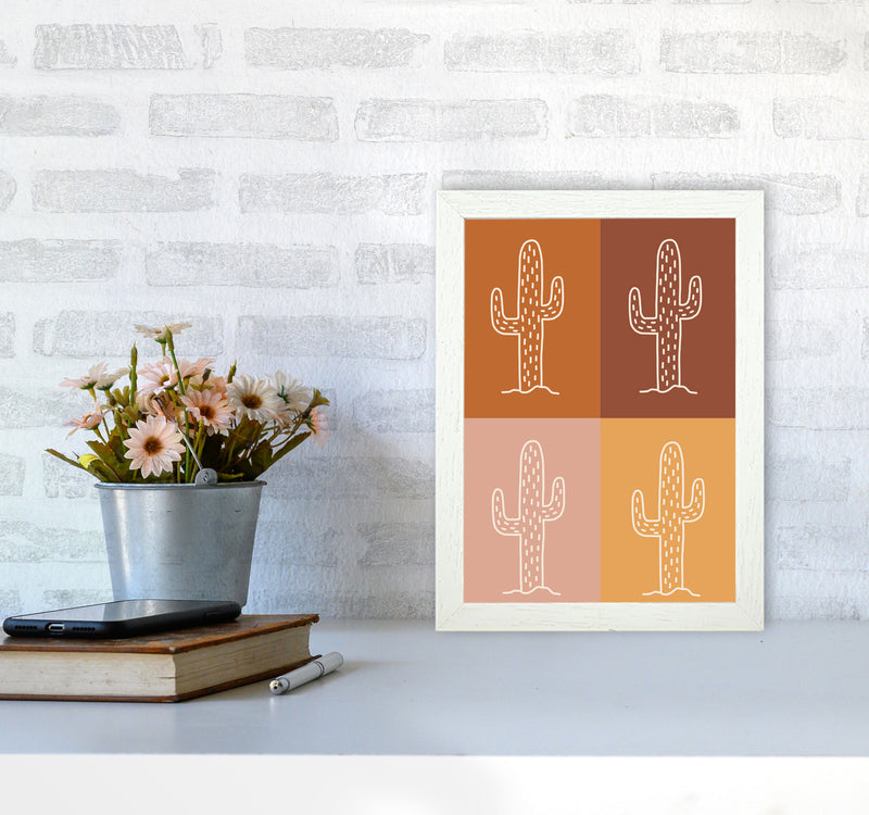 Autumn Cactus Mix abstract Art Print by Pixy Paper A4 Oak Frame