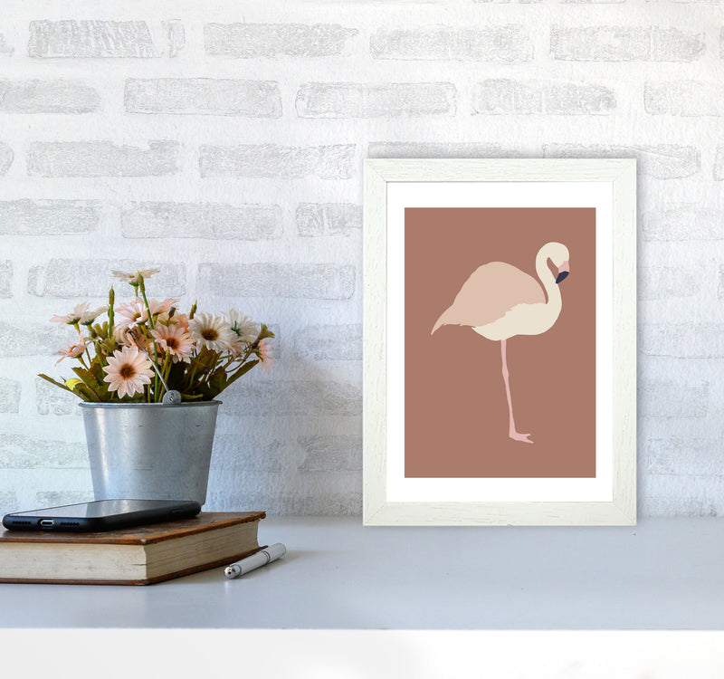 Autumn Flamingo abstract Art Print by Pixy Paper A4 Oak Frame
