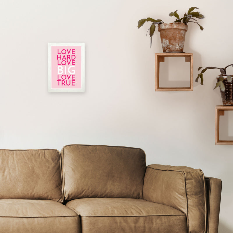 Love Hard Art Print by Pixy Paper A4 Oak Frame