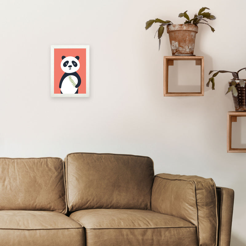 Panda Neutral kids Art Print by Pixy Paper A4 Oak Frame