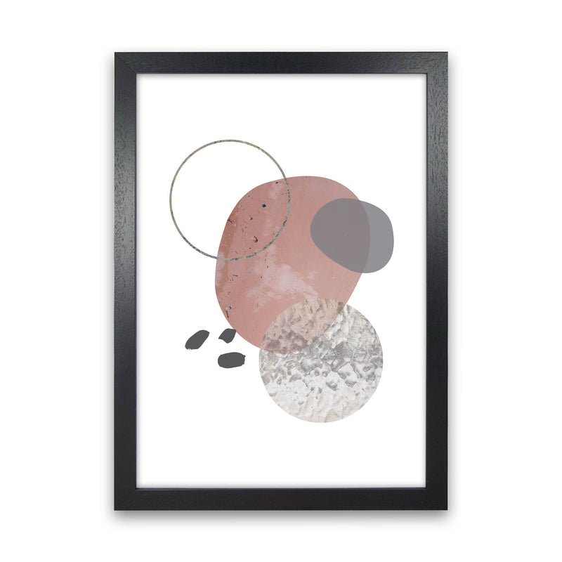 Peach, Sand And Glass Abstract Shapes Modern Print Black Grain