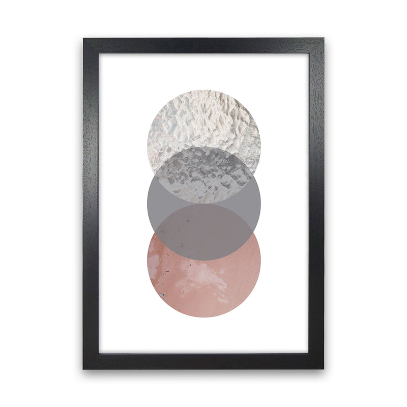 Peach, Sand And Glass Abstract Circles Modern Print Black Grain