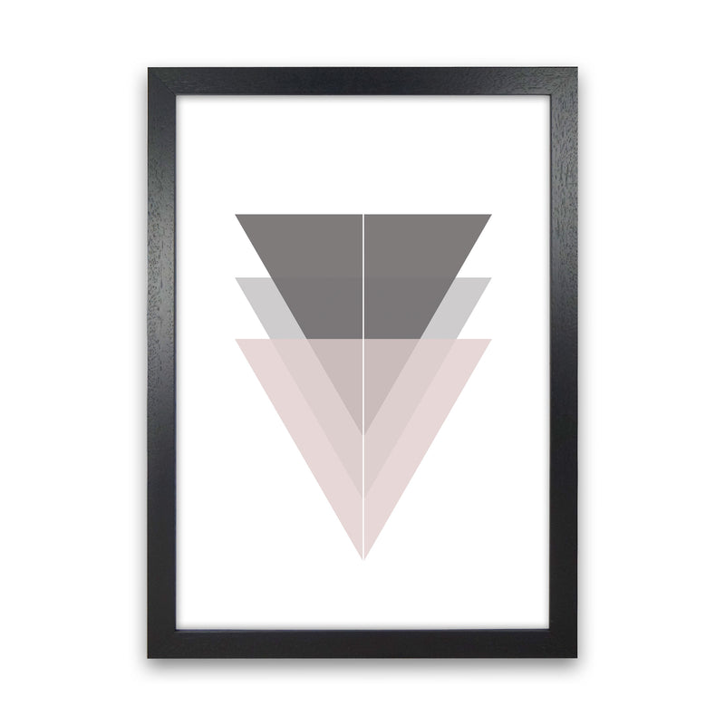 Black, Grey and Pink Abstract Triangles Modern Print Black Grain