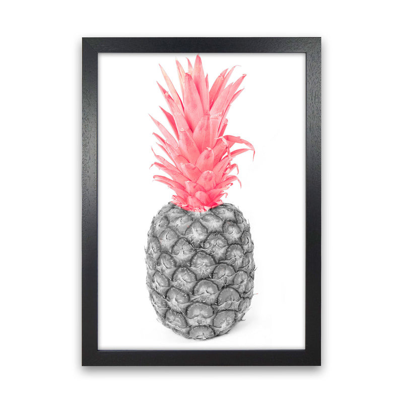 Black And Pink Pineapple Abstract Modern Print, Framed Kitchen Wall Art Black Grain