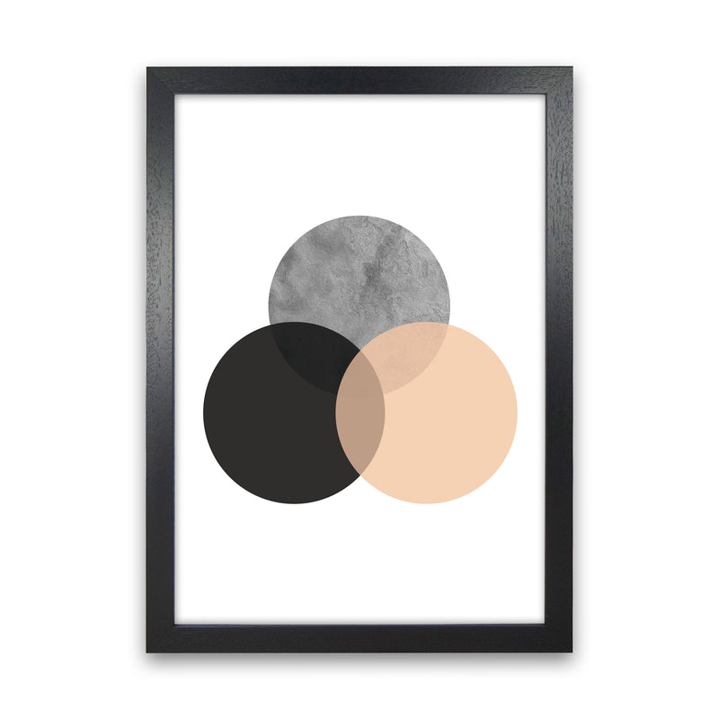 Peach And Black Abstract Circles Modern Print Black Grain