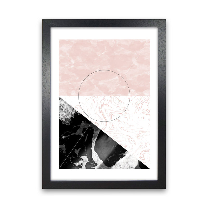 Black And Pink Marble Abstract Rectangle Shapes Modern Print Black Grain