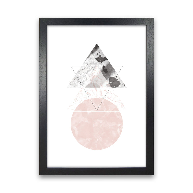 Black And Pink Marble Abstract Triangle And Circle Modern Print Black Grain