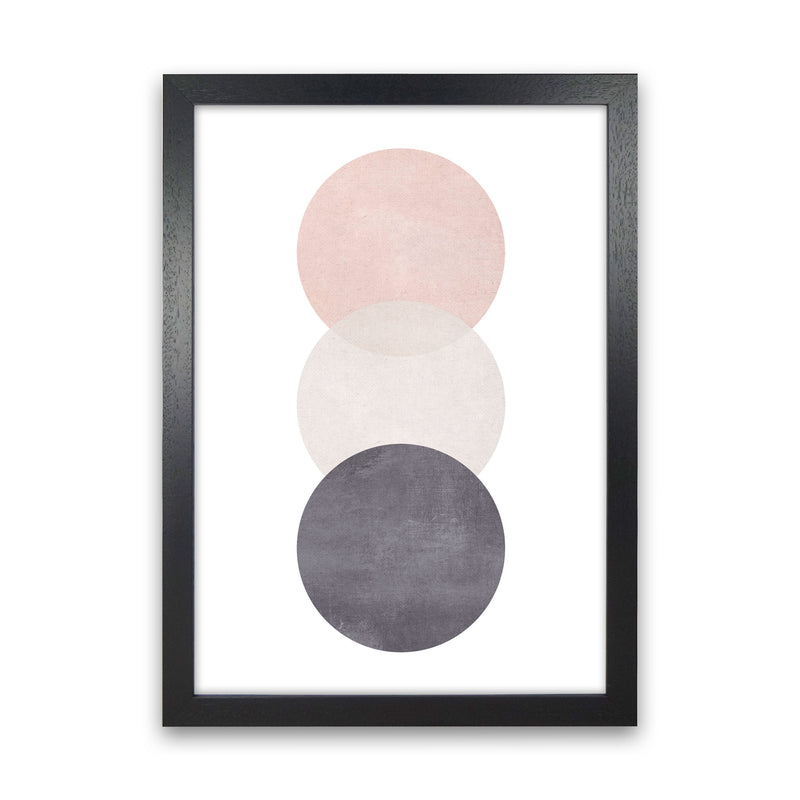 Cotton, Pink And Grey Abstract Circles Modern Print Black Grain