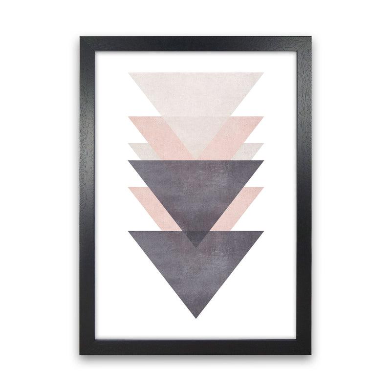 Cotton, Pink And Grey Abstract Triangles Modern Print Black Grain
