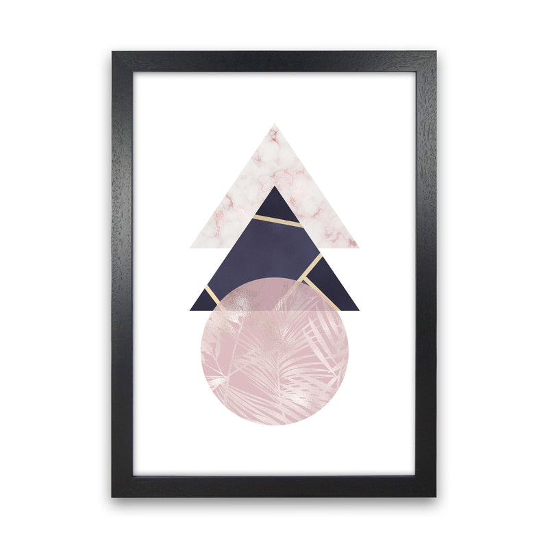Pink And Navy Marble Abstract Triangles And Circle Modern Print Black Grain