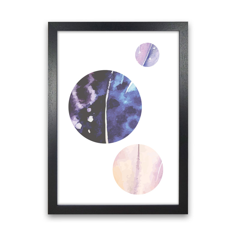 Pink And Purple Watercolour Planets Abstract Modern Print Black Grain