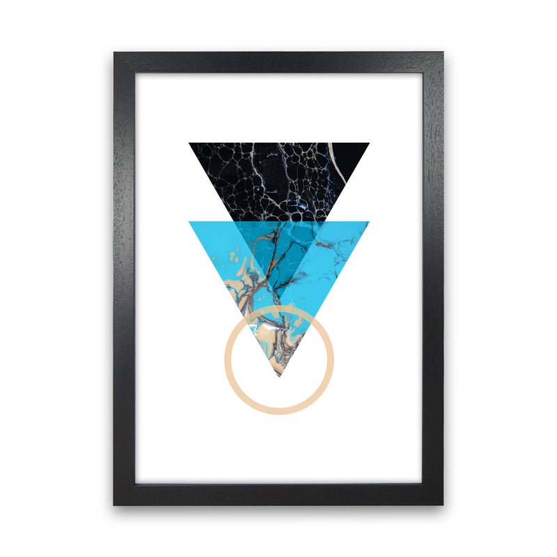 Blue Sand Abstract Triangles Modern Print Black Grain