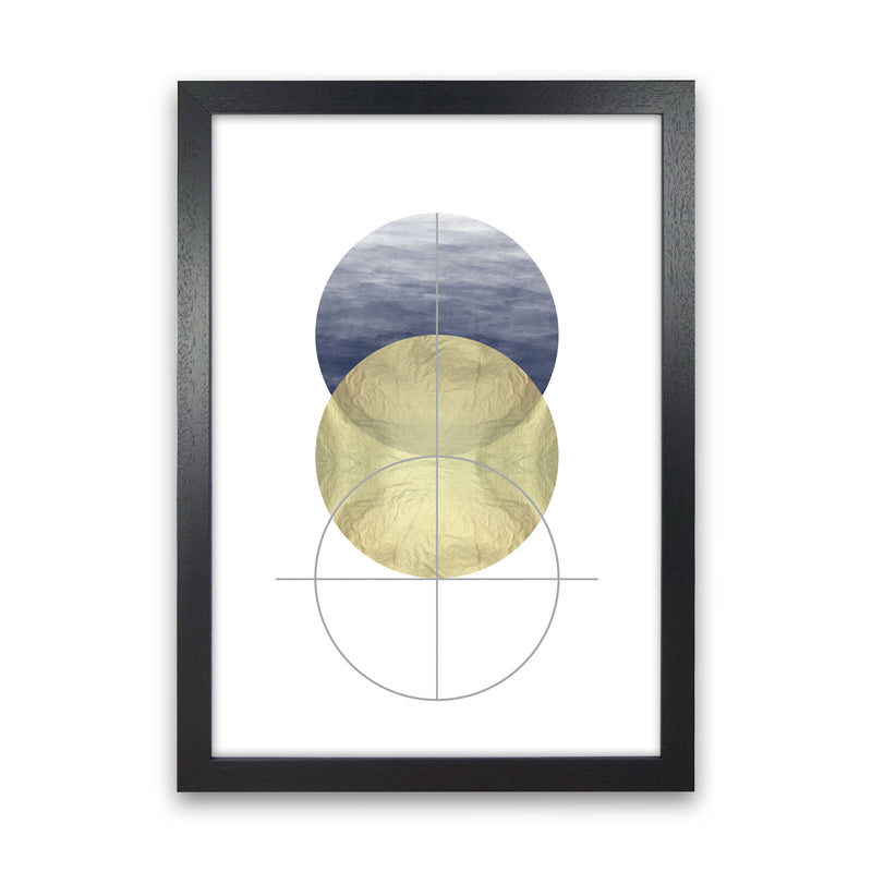 Navy And Gold Abstract Circles Modern Print Black Grain