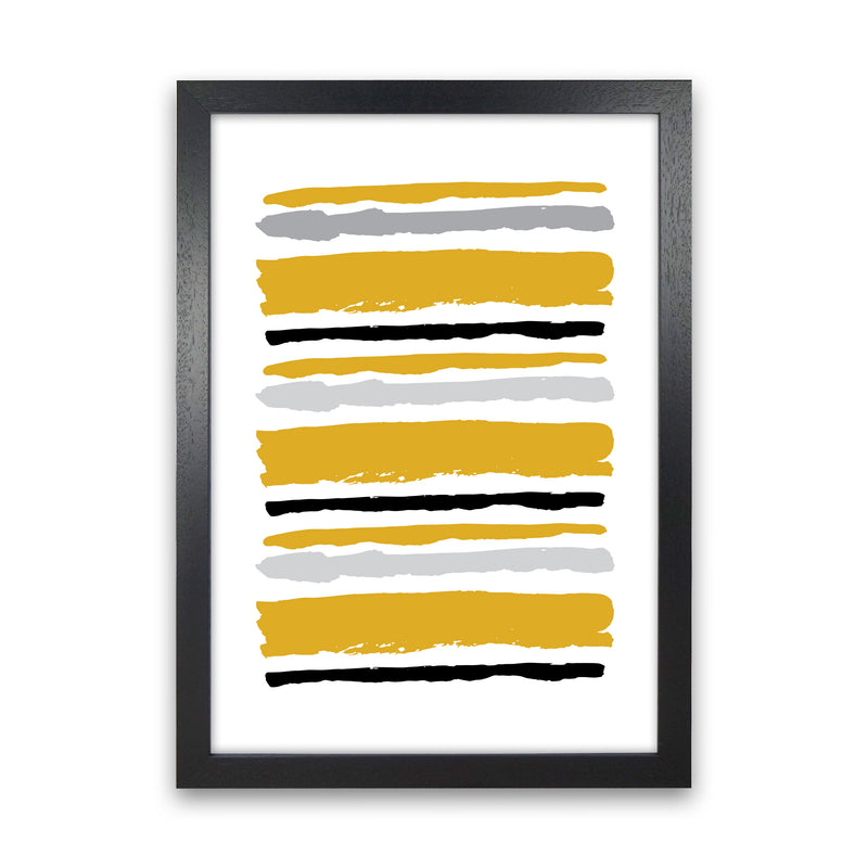 Mustard Contrast Abstract Stripes Modern Print Black Grain