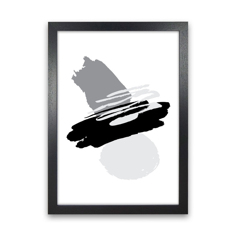 Black And Grey Abstract Paint Shapes Modern Print Black Grain