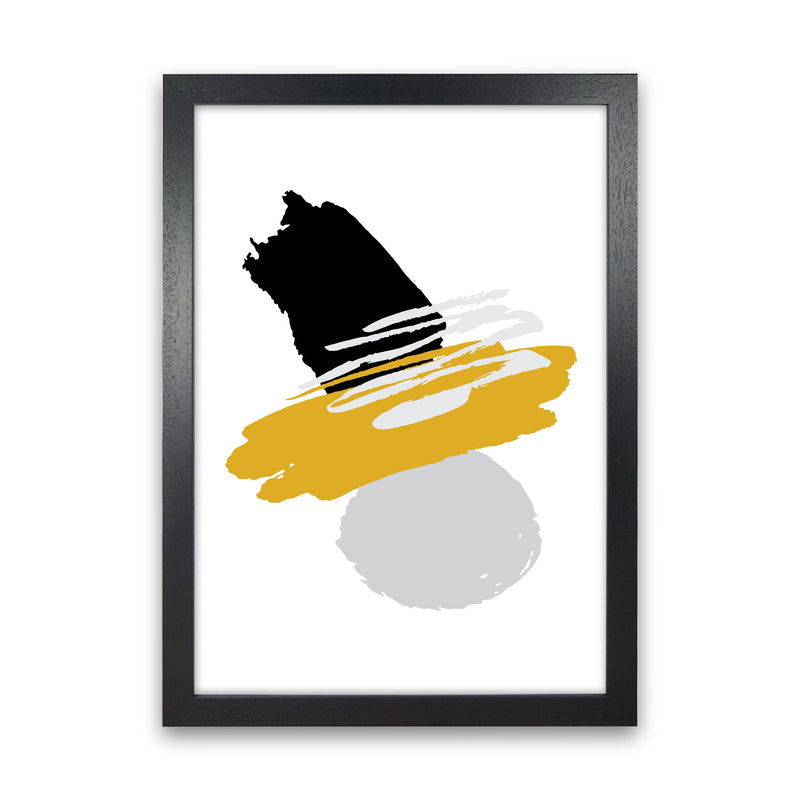 Mustard And Black Abstract Paint Shapes Modern Print Black Grain